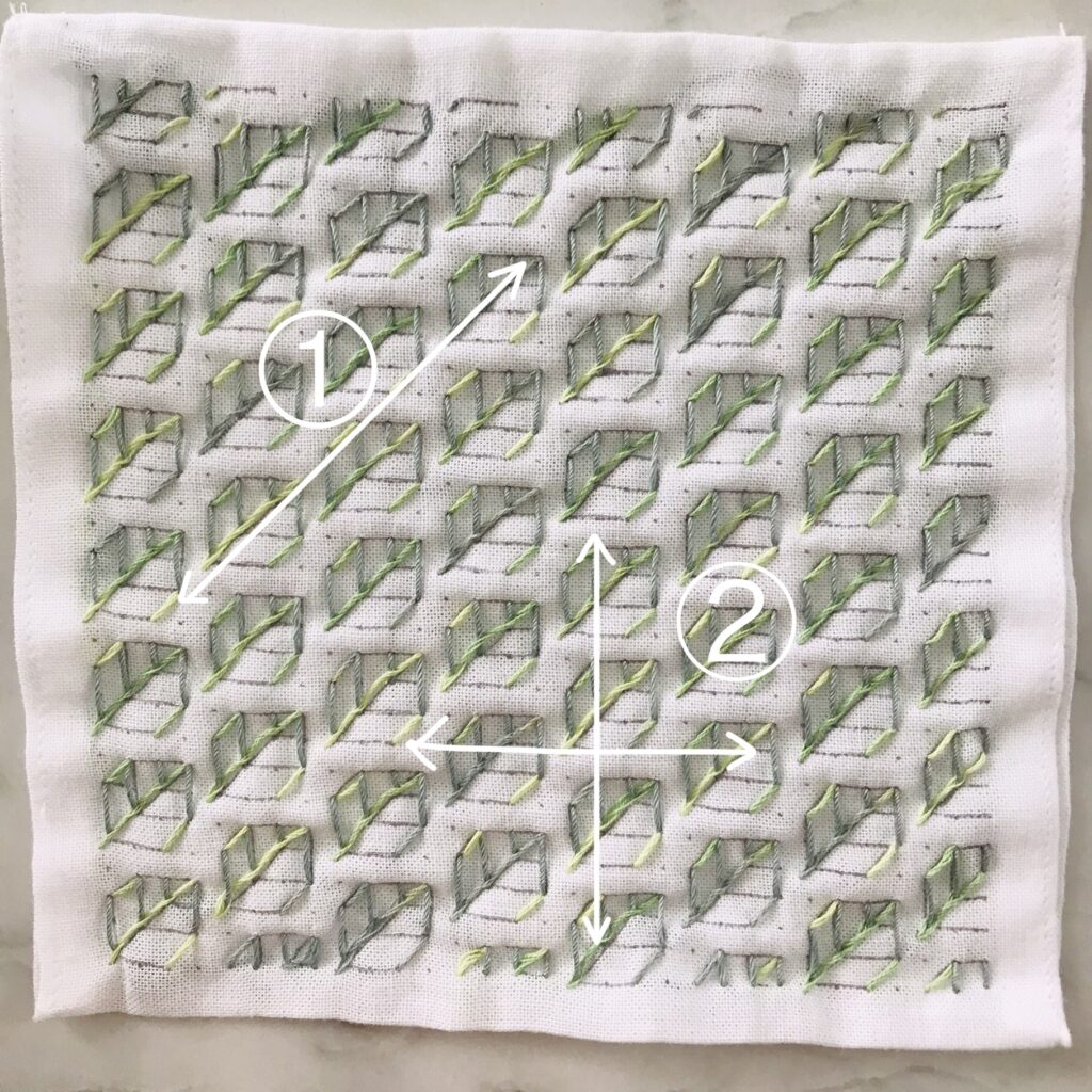 刺し子図案リーフの刺し方画像