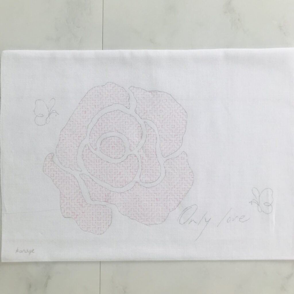 一輪の花の寄せ模様下書き画像