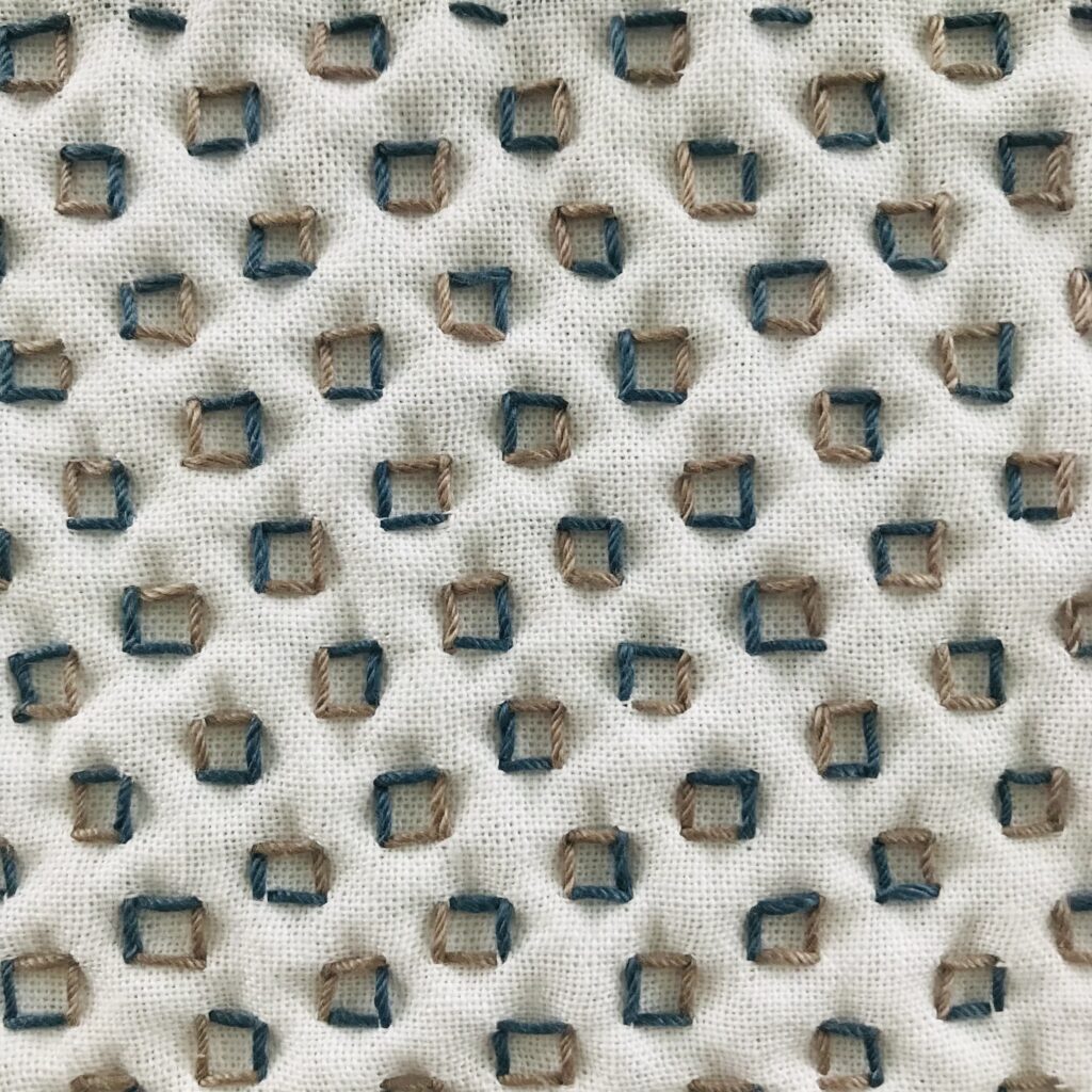 一目十字つなぎの刺し子の裏側画像