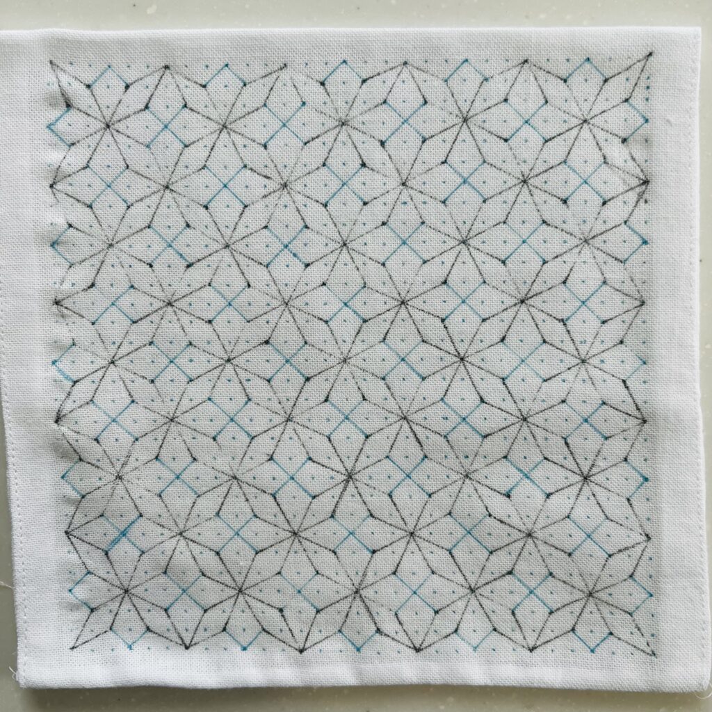 刺し子の一目麻形文の下書き画像