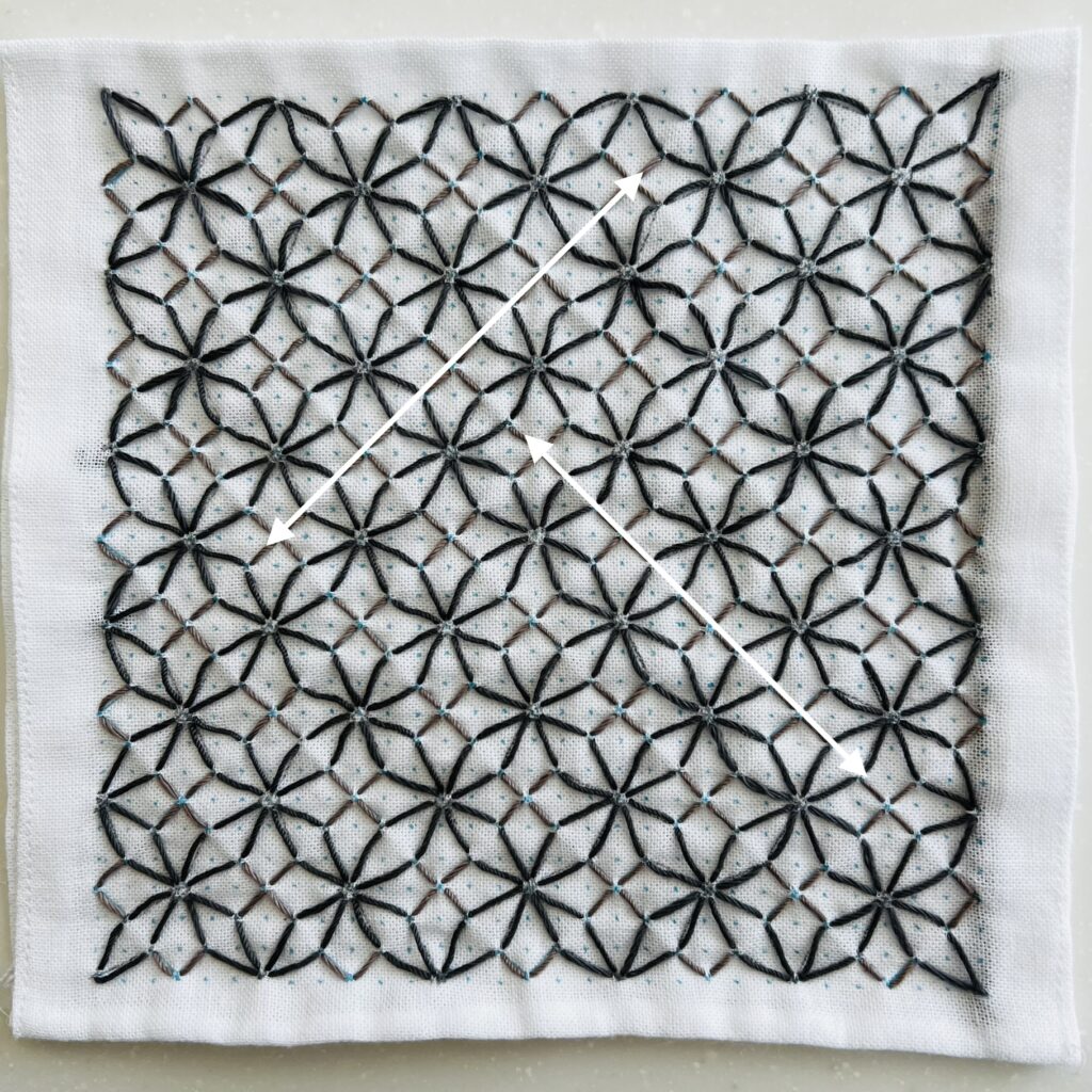 一目麻形文の刺し方画像