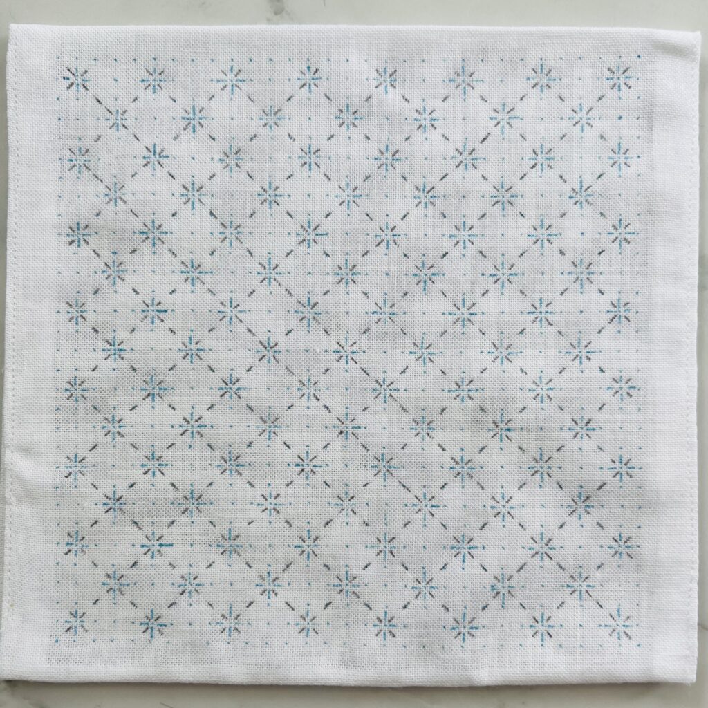 刺し子の花格子の下書き画像