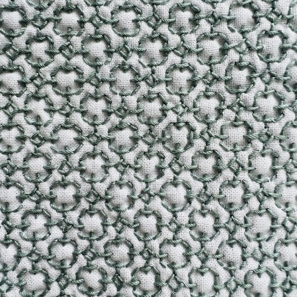 十字花刺しの刺し子の裏側画像