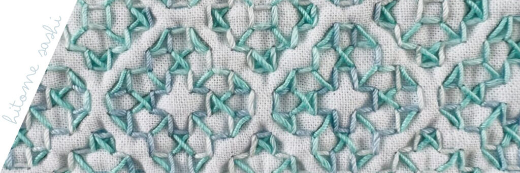 柿の花アレンジの刺し子画像