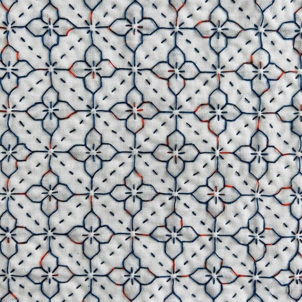 刺し子の桝に花の画像