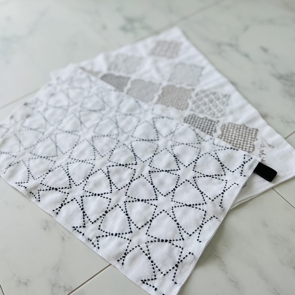 朝顔の刺し子ふきん画像