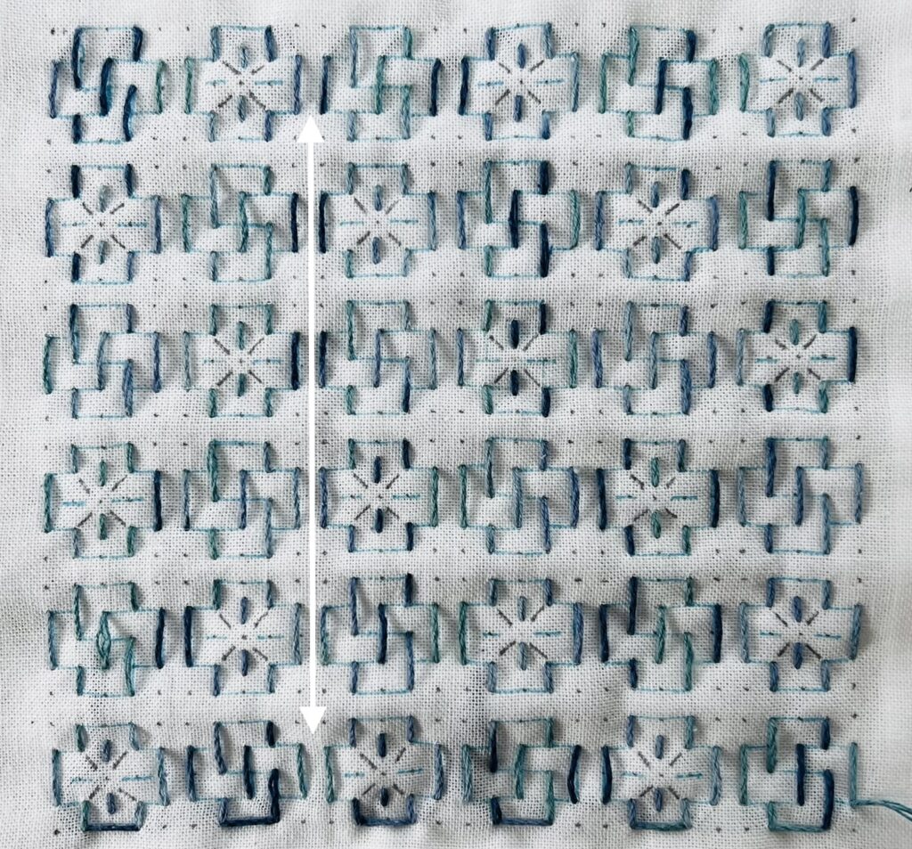 刺し子のつぼみ、花ひらくの刺し方刺し方画像