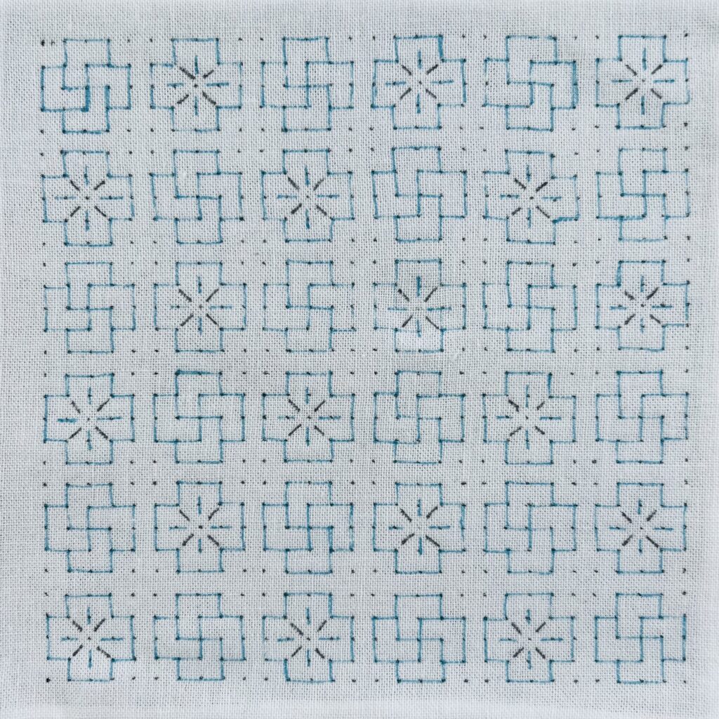 刺し子のつぼみ、花ひらくの下書き画像