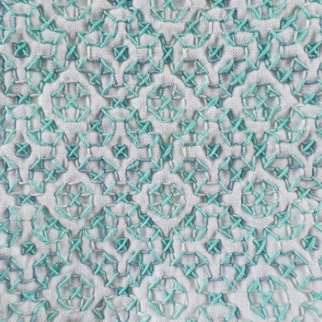 柿の花アレンジの刺し子裏側画像