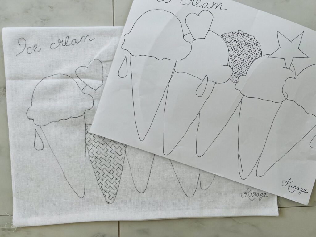 刺し子の寄せ模様アイスクリームのアイスクリームのレイアウト画像