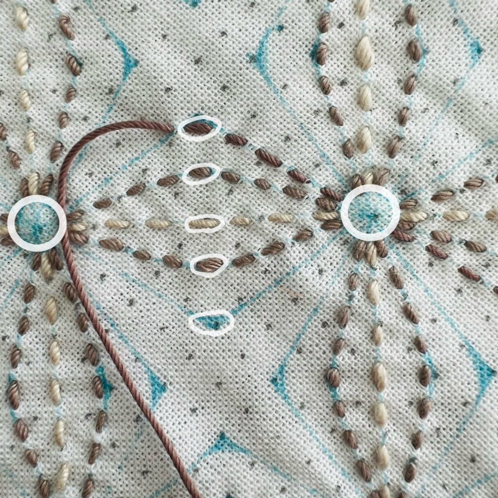 刺し子の花文をきれいに刺すポイント画像