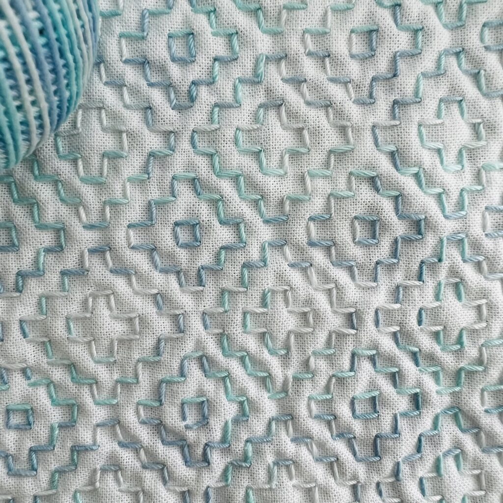 柿の花の刺し子画像