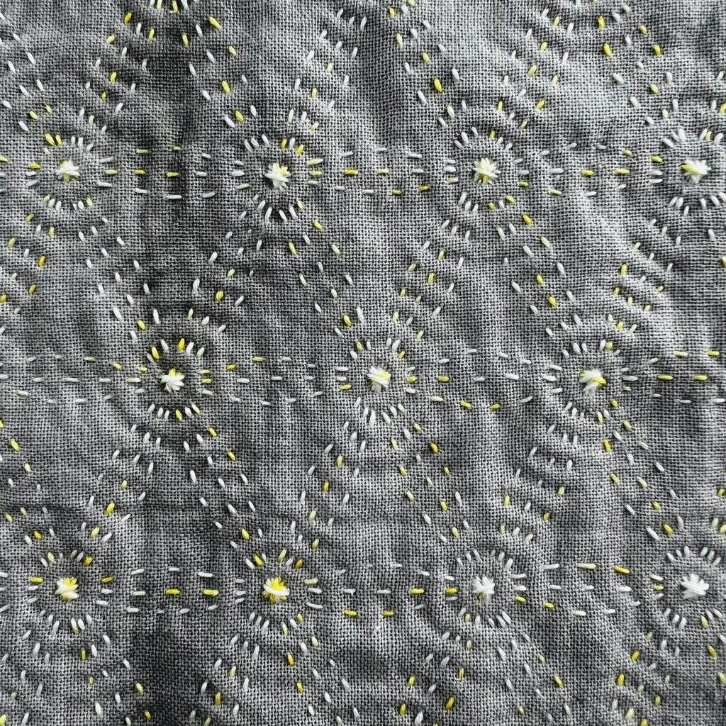 刺し子雪花絞り刺しの裏側画像