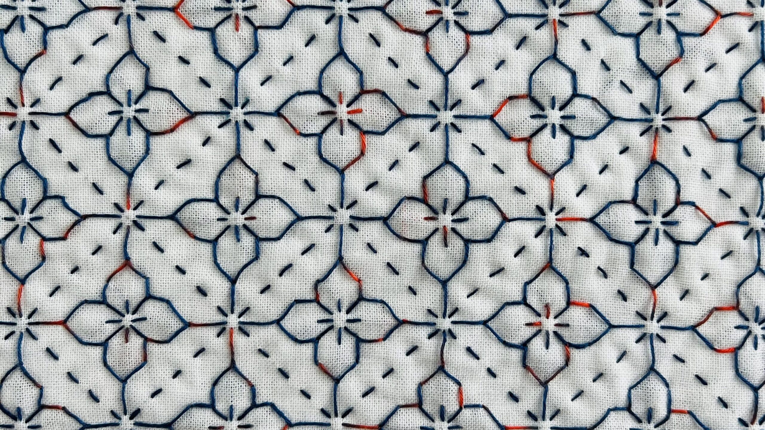 刺し子の桝に花の画像