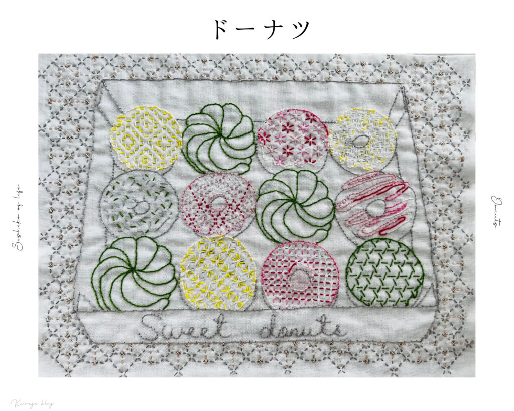 刺し子の寄せ模様ドーナツの画像