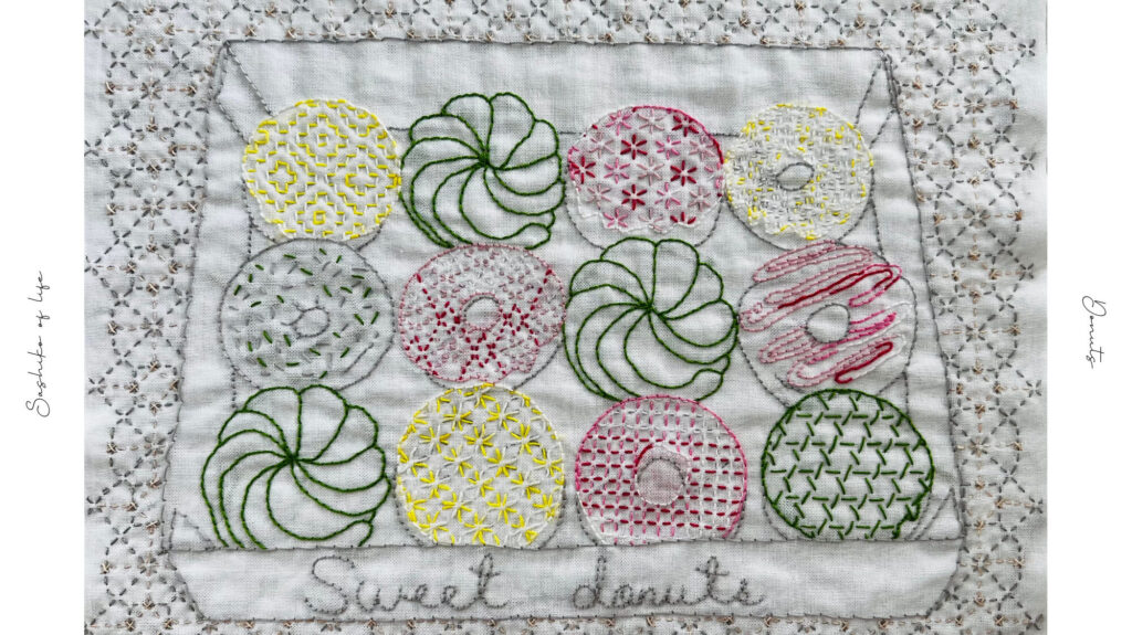 刺し子の寄せ模様ドーナツの画像