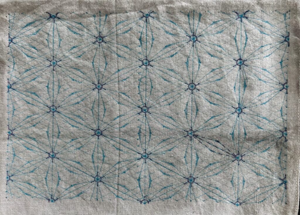 刺し子雪花絞り刺しの下書き画像