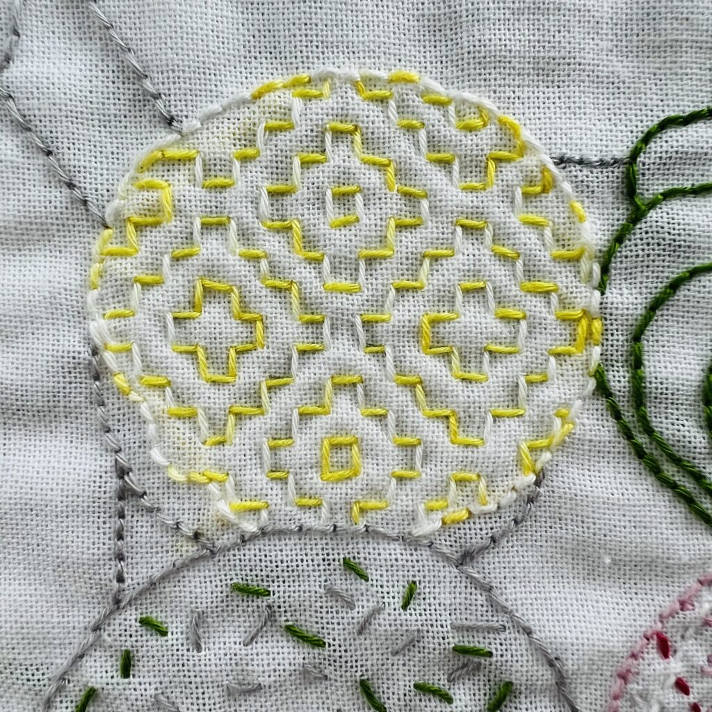 刺し子柿の花の画像