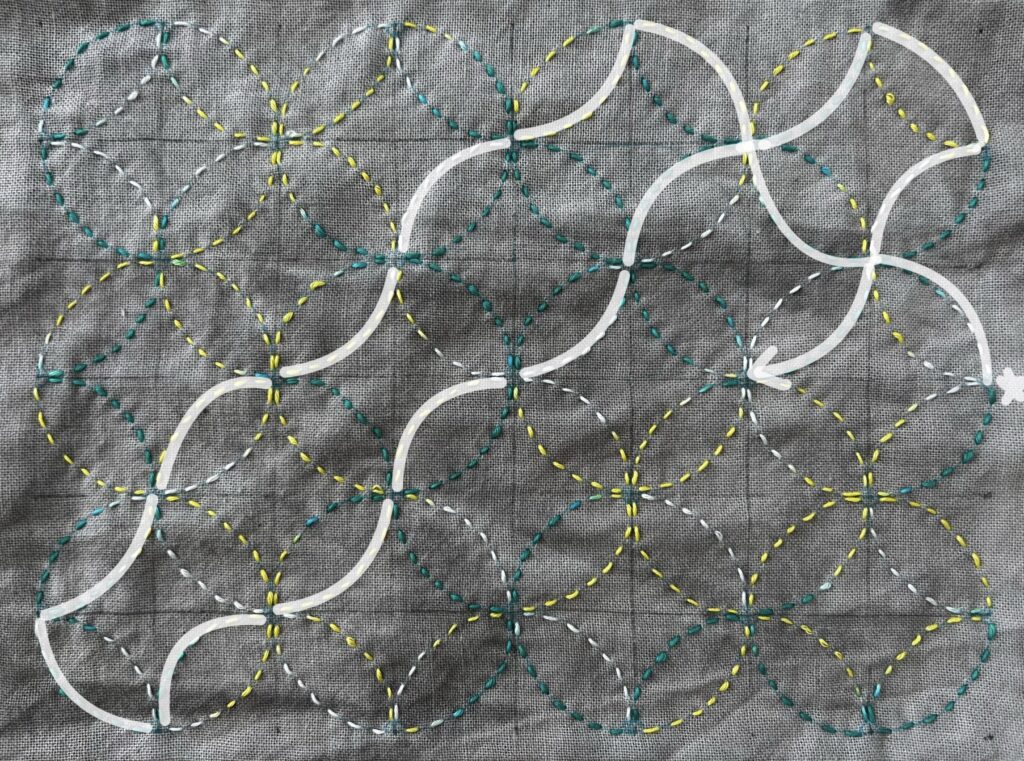 刺し子七宝つなぎの刺し方画像