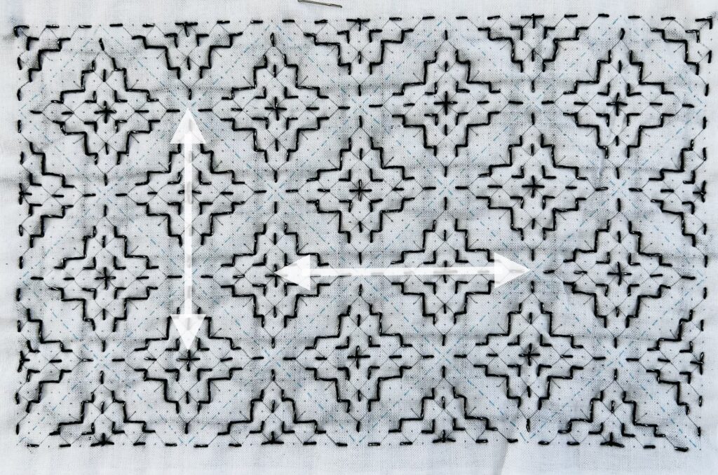 刺し子の花タイルの刺し方画像