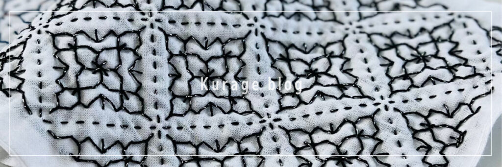 一目刺し図案の刺し子花タイルの画像