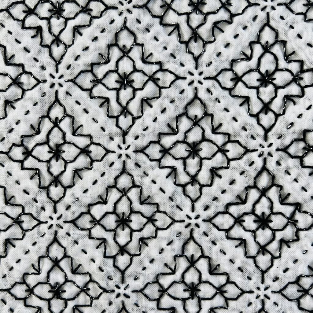 刺し子花タイルの画像