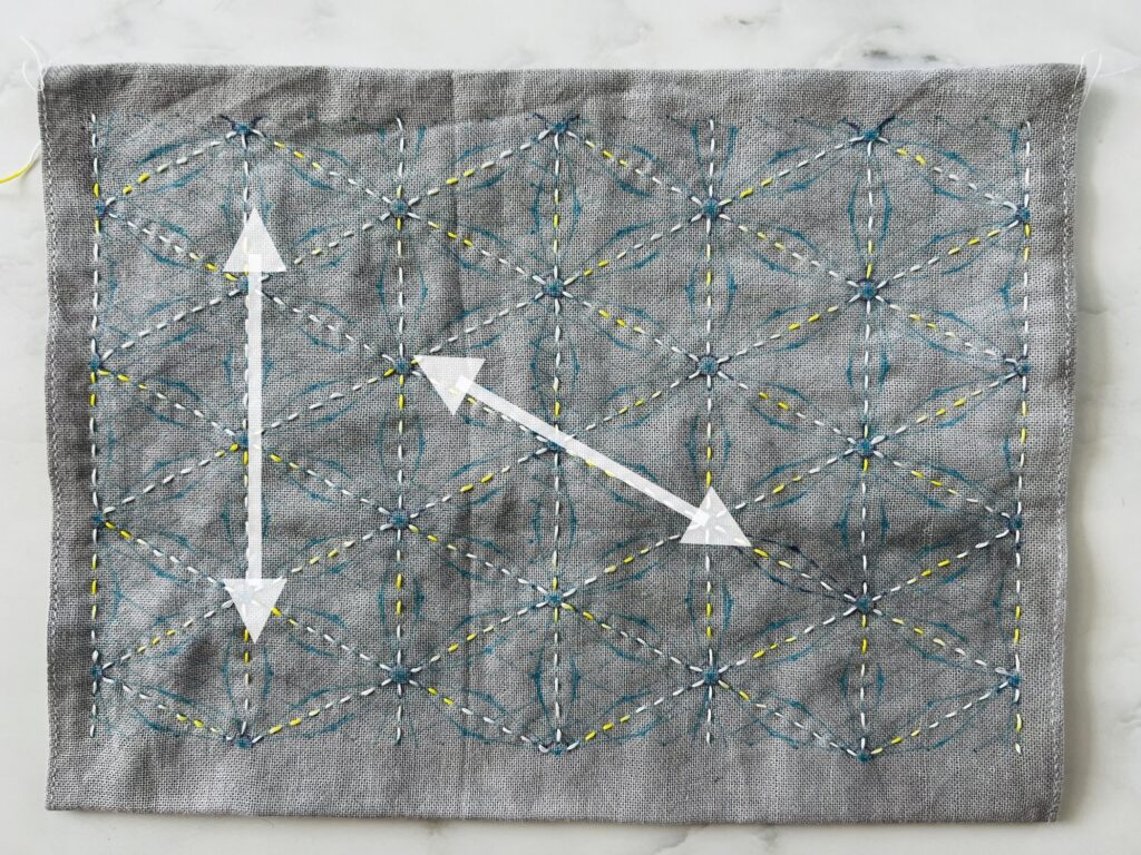 刺し子雪花絞り刺しの刺し方画像