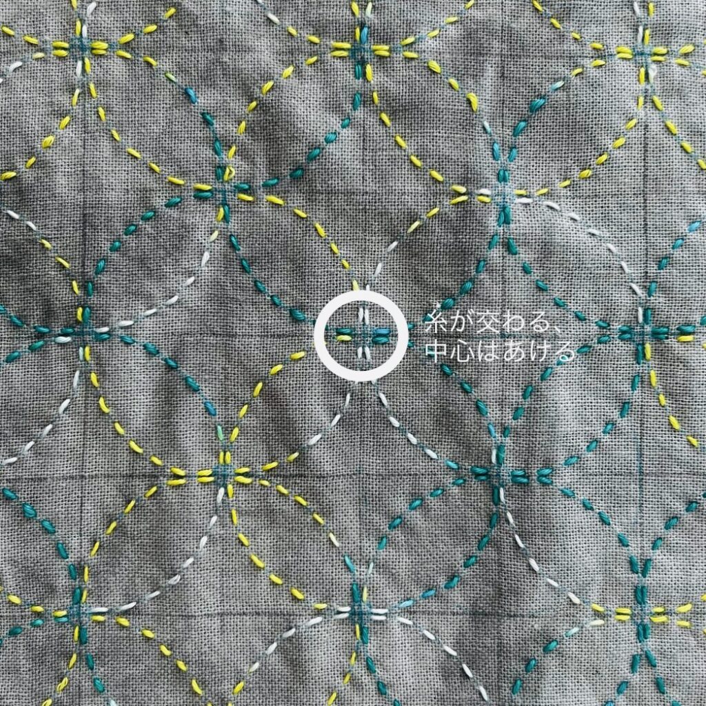 刺し子七宝つなぎをきれいに刺すコツの画像