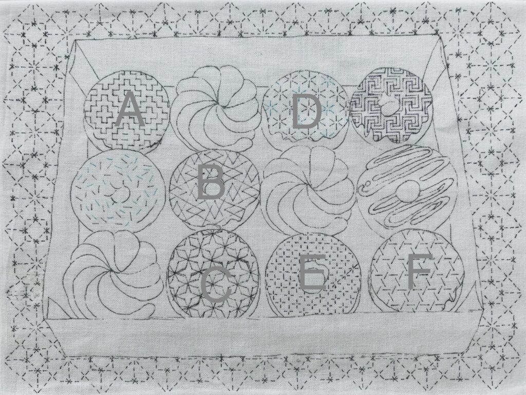 刺し子の寄せ模様ドーナツの画像