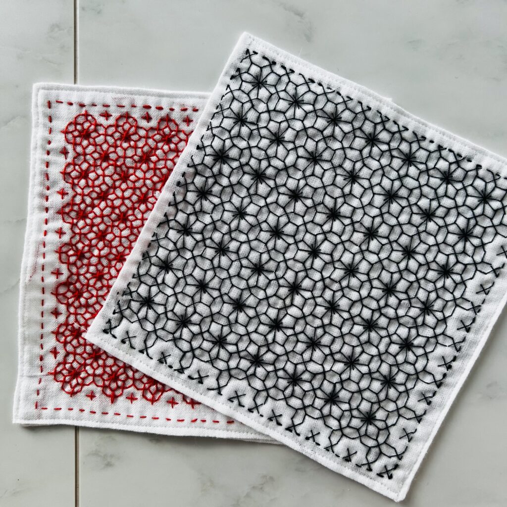 縮尺の違う変わり十字花刺し刺し画像