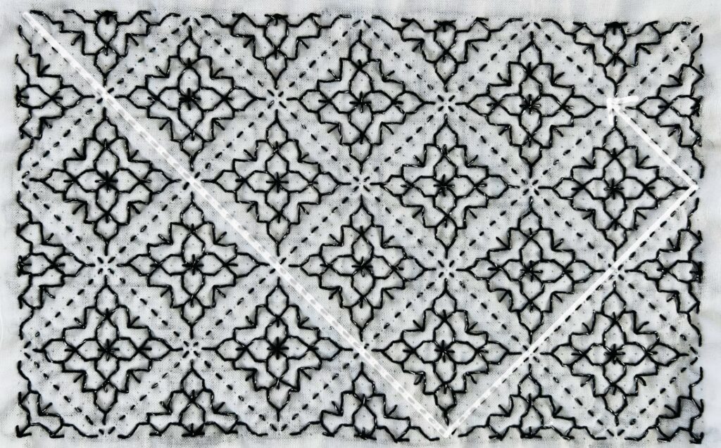 刺し子花タイルの刺し方画像