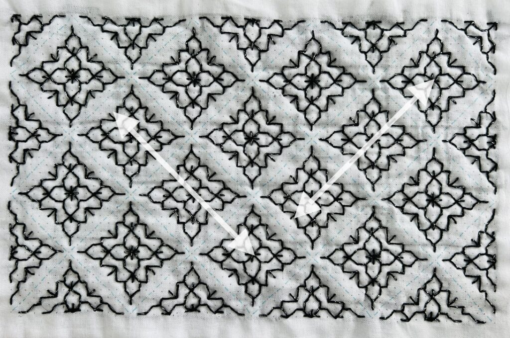 刺し子の花タイルの刺し方画像