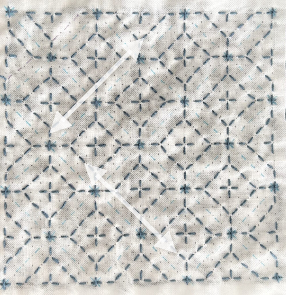 刺し子三重菱つなぎアレンジの刺し方画像