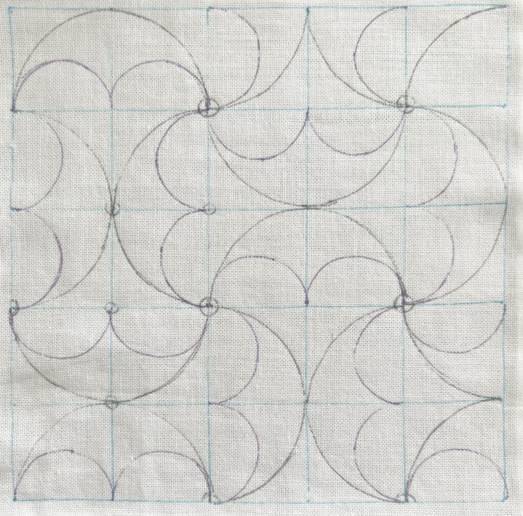 刺し子半丸つなぎの下書き画像