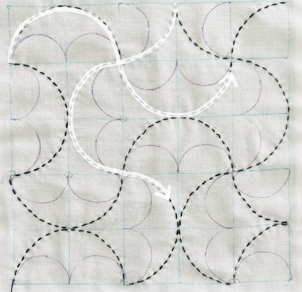 刺し子半丸つなぎの刺し方画像