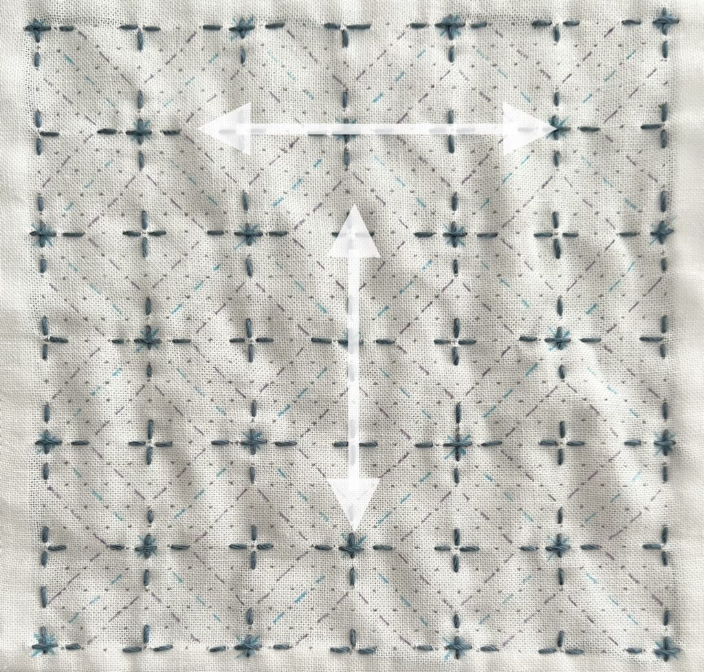 刺し子三重菱つなぎアレンジの刺し方画像