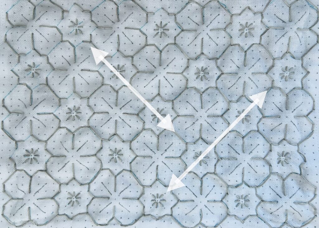 刺し子花のような模様の刺し方画像