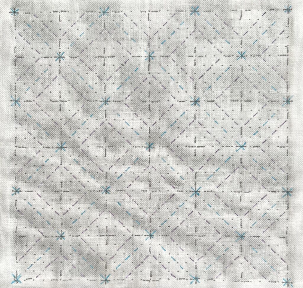 刺し子三重菱つなぎアレンジの下書き画像