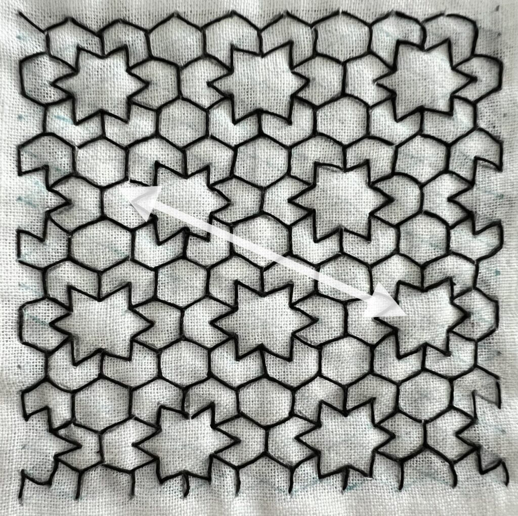 刺し子変わり亀甲の刺し方画像