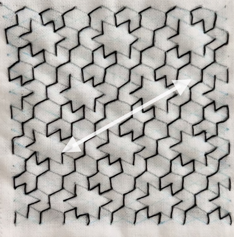 刺し子変わり亀甲の刺し方画像