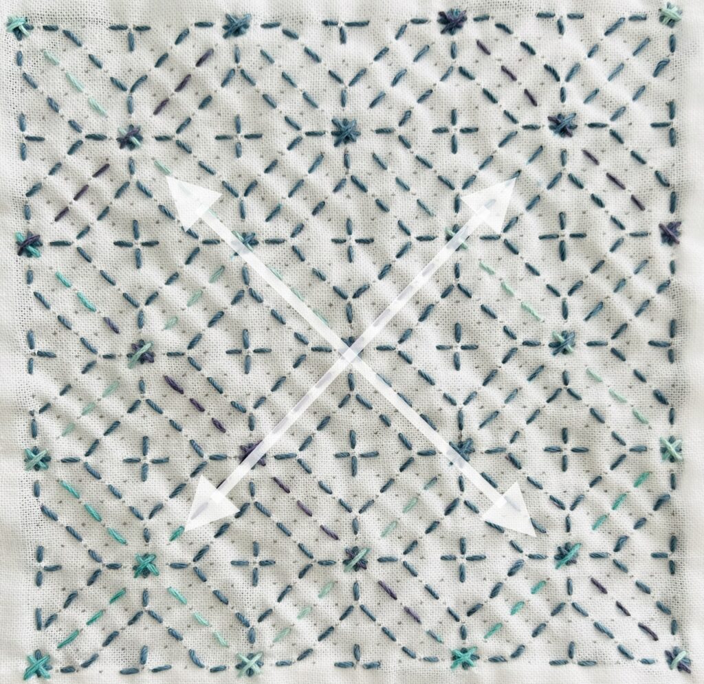 刺し子三重菱つなぎアレンジの刺し方画像