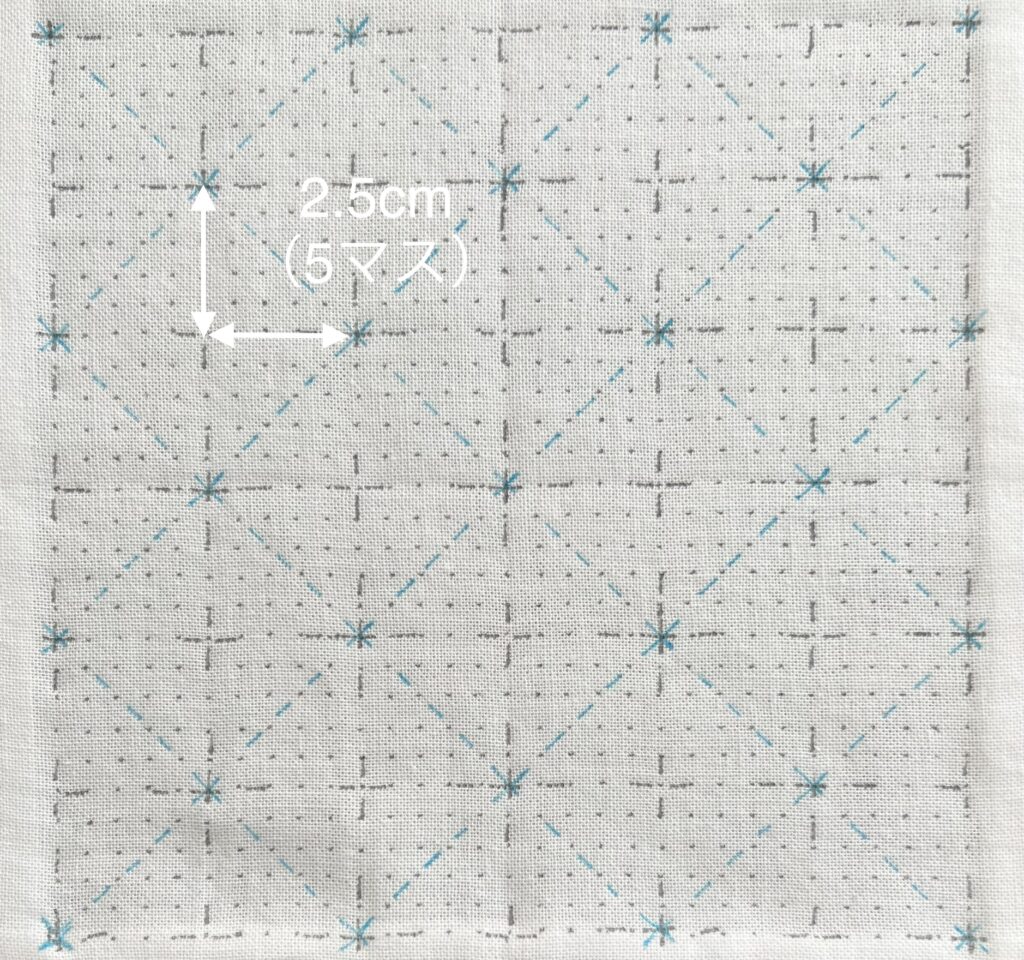 刺し子三重菱つなぎアレンジの書き方画像