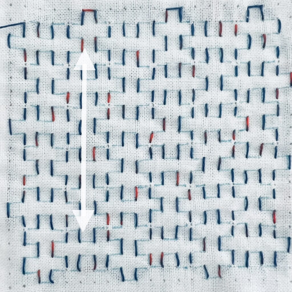 刺し子変わり卍つなぎの刺し方画像