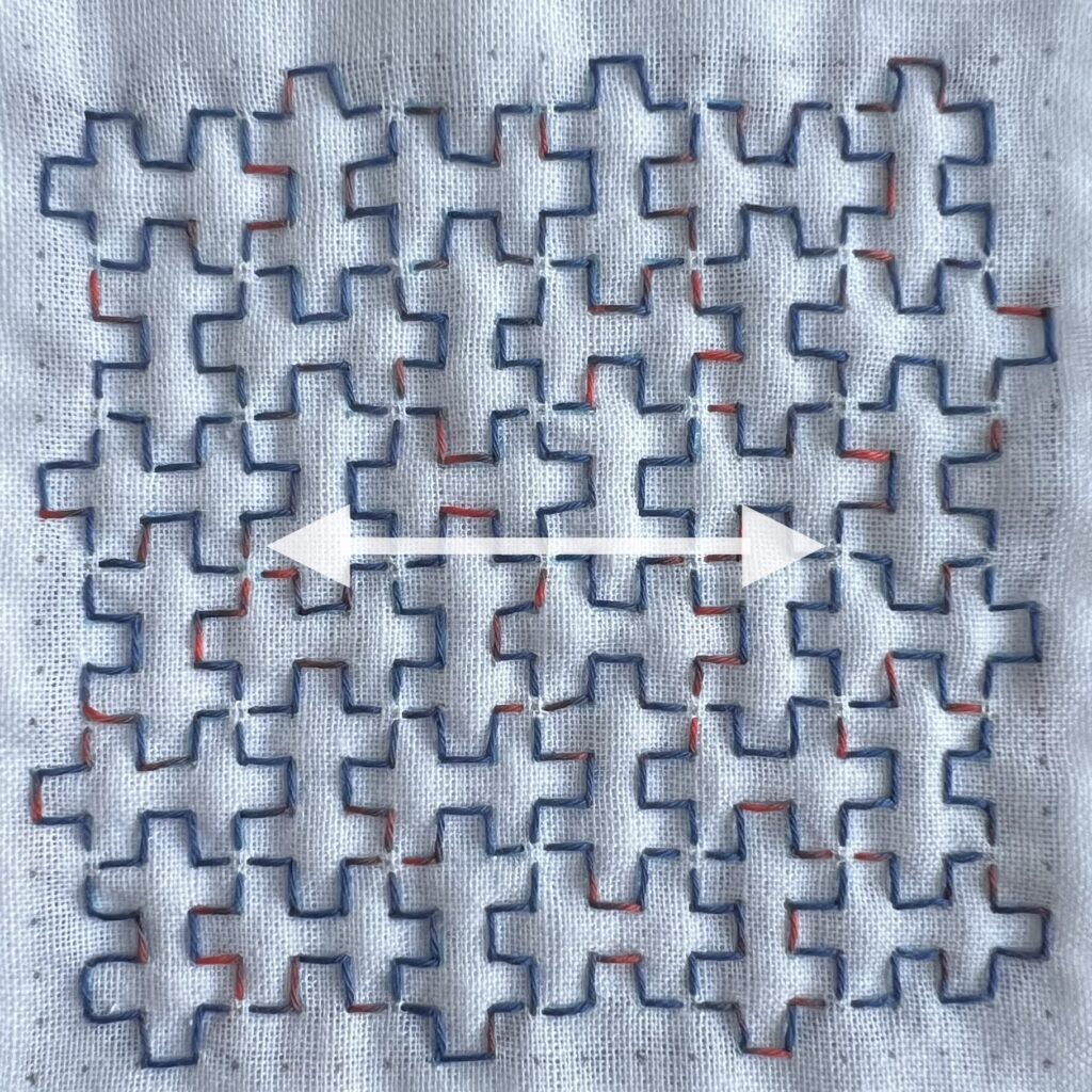 刺し子の変わり卍つなぎの刺し方画像