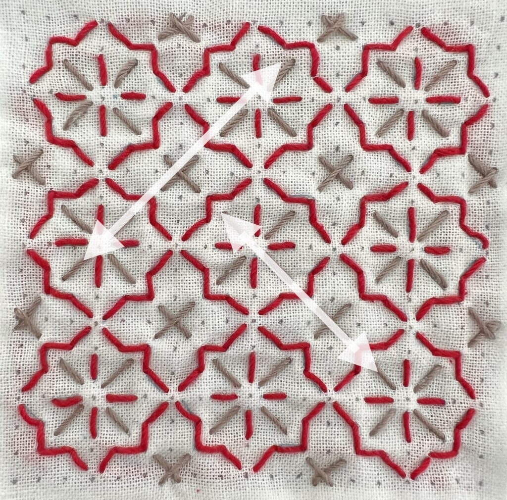 刺し子花車の刺し方画像