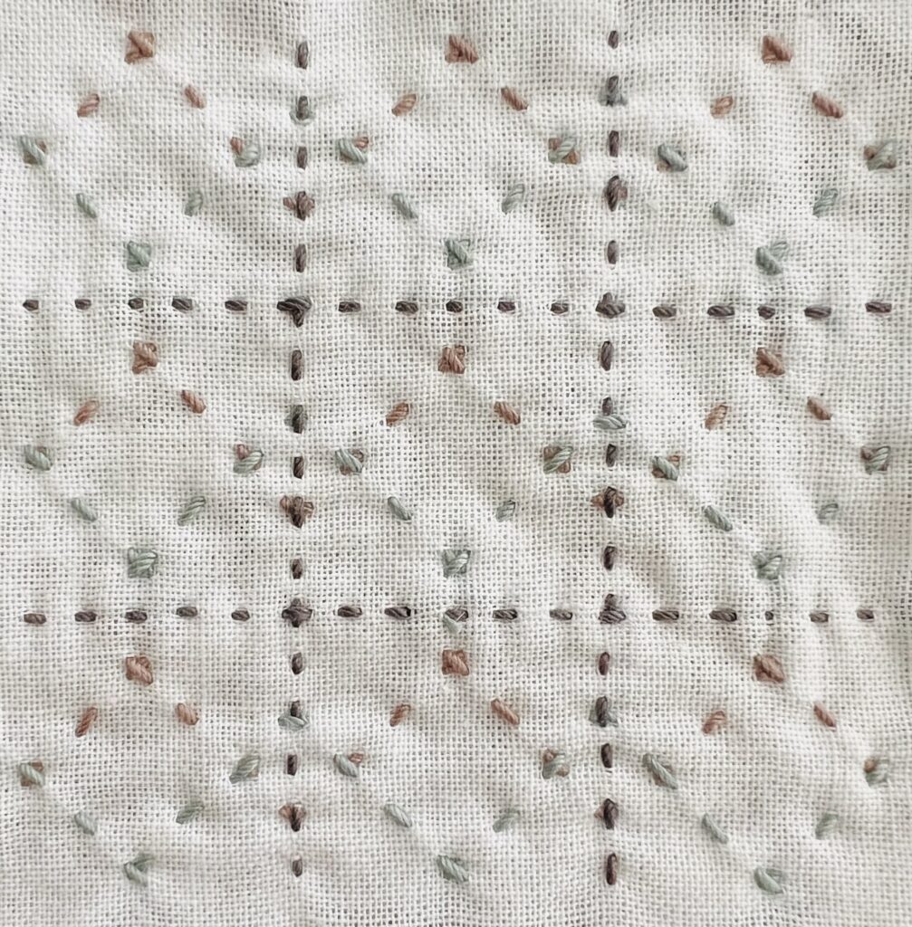 0.5㎝方眼で作る刺し子の比翼井の裏側画像