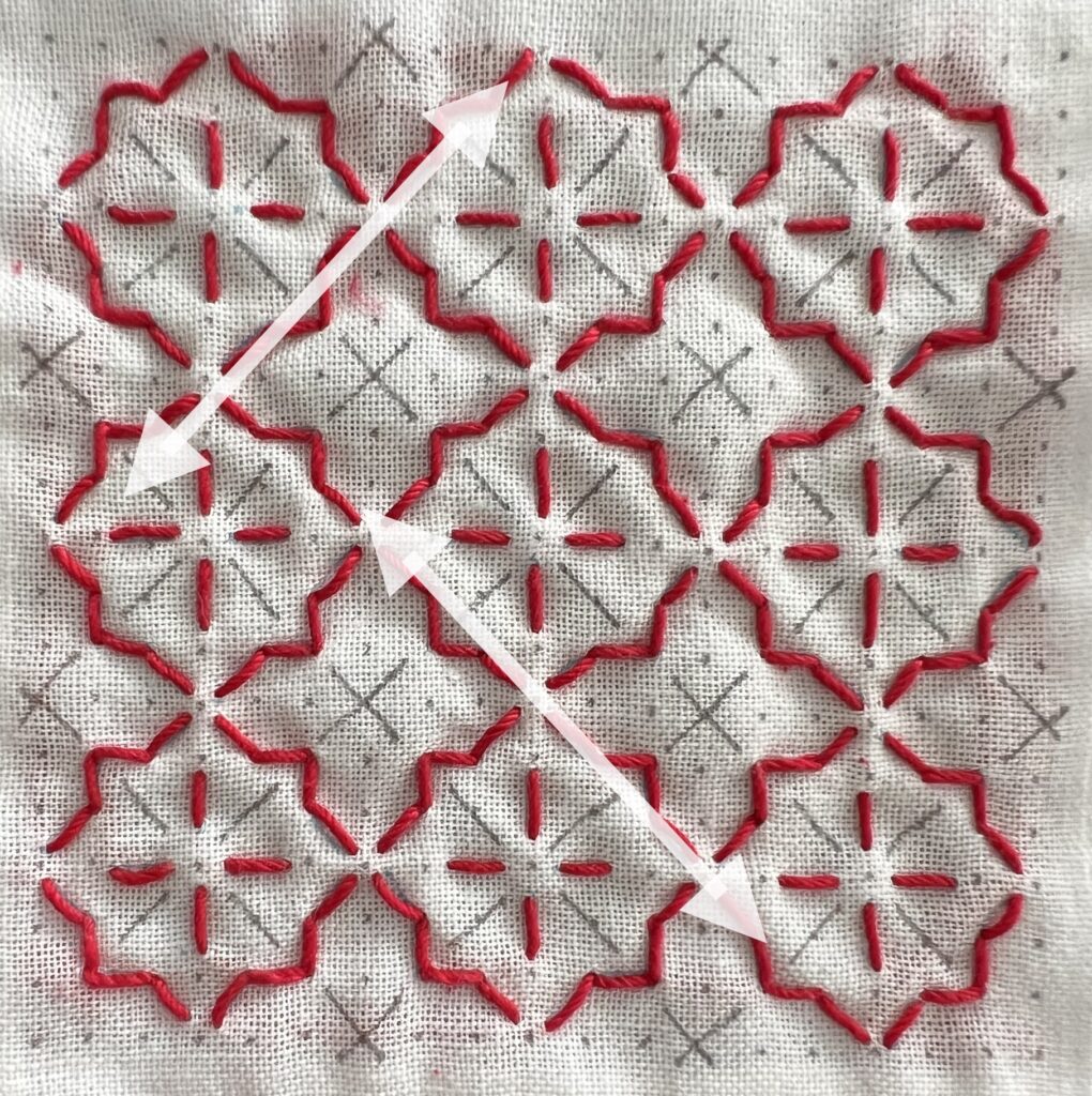 刺し子花車の刺し方画像