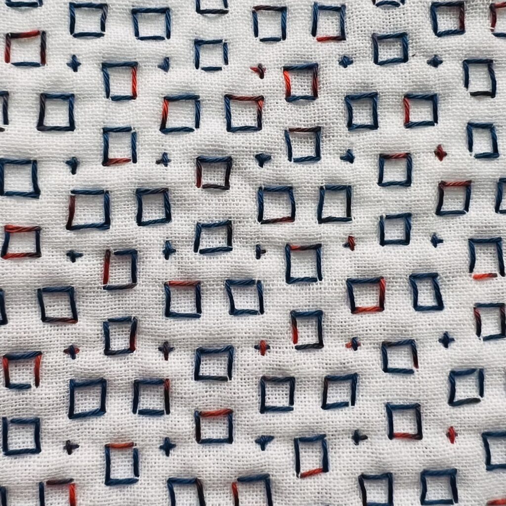 刺し子の変わり卍つなぎの裏側画像