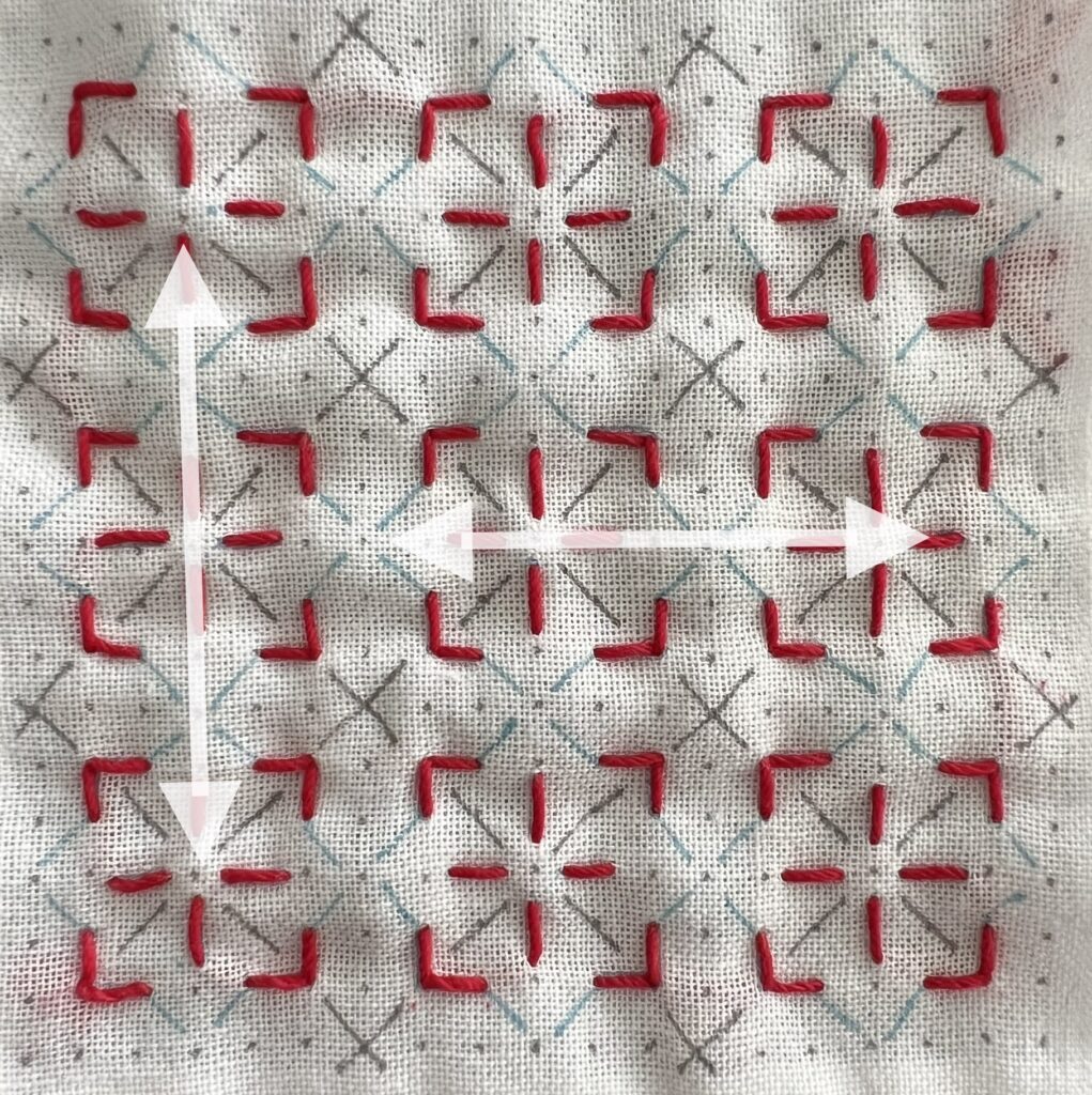 刺し子花車の刺し方画像