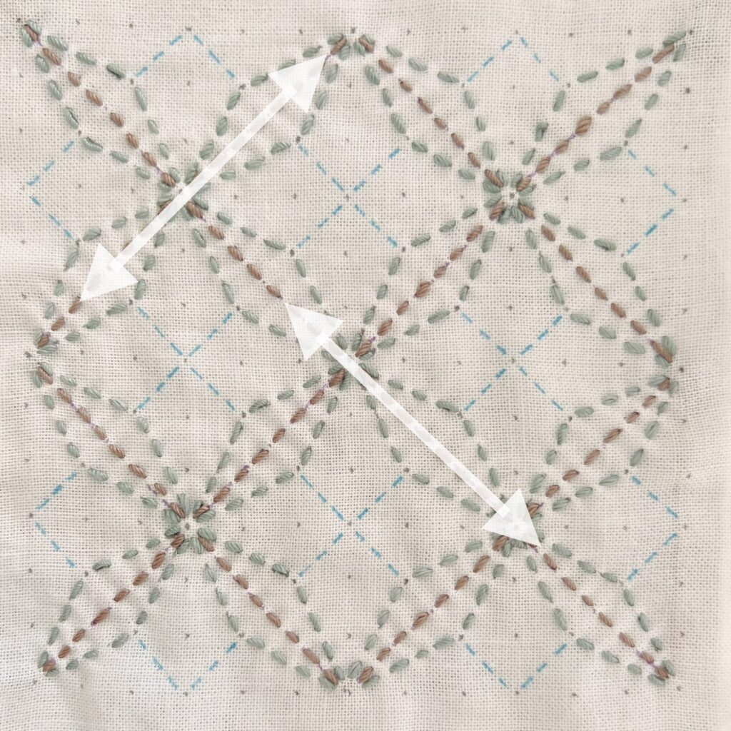 刺し子変わり麻形文の刺し方画像